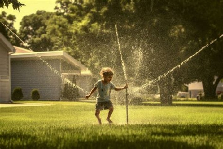 Brie Larson enjoys the classic summer activity of putting on a bikini and running through a sprinkler