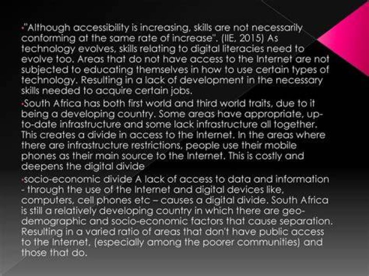 Characteristics of digital divide