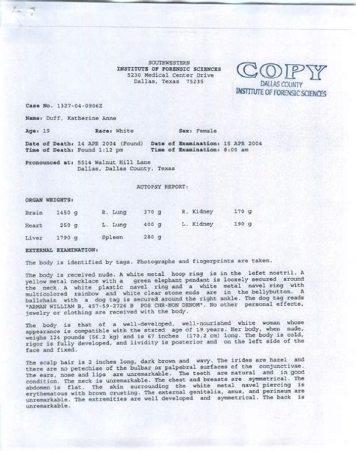 Cooper Noriega autopsy report