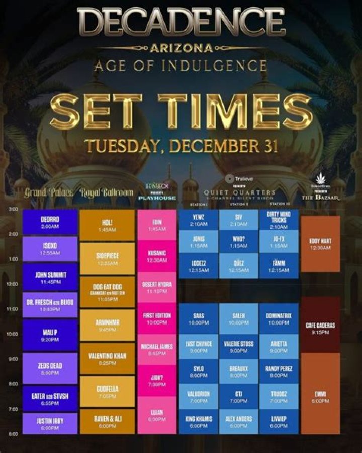 Decadence Arizona Reveals Finalized 2016 Lineup