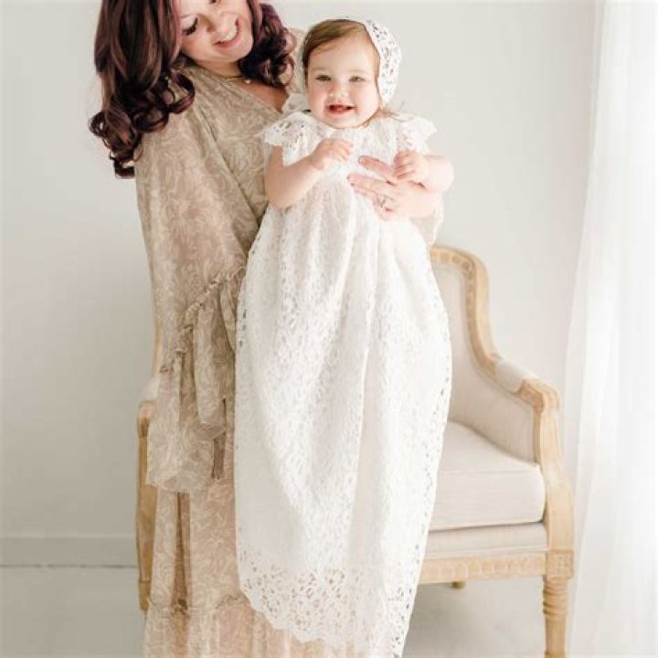 Girls Preemie Dress Christening Gown Baptism Set with Lace Hem — Blessed Celebration