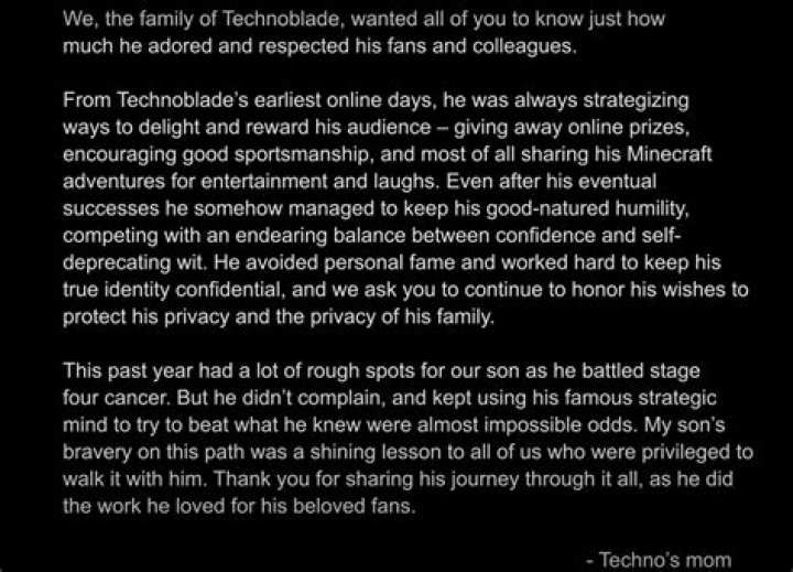 How long did Technoblade have cancer?