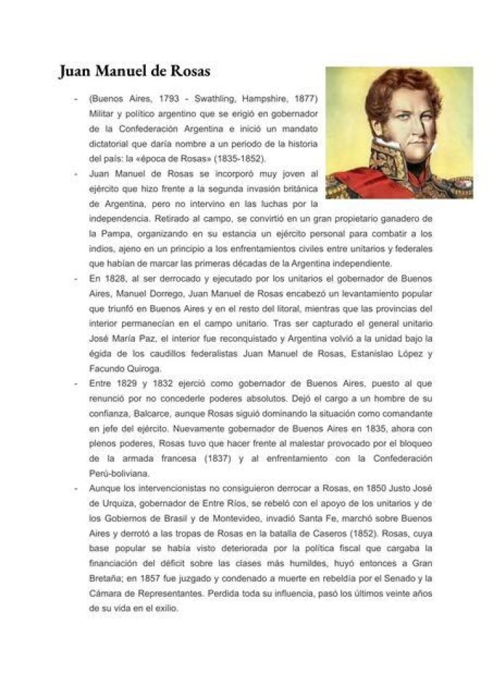 Juan Manuel De Rosas Biography
