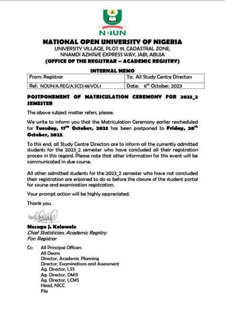List Of Courses Offered by NOUN (National Open University of Nigeria)