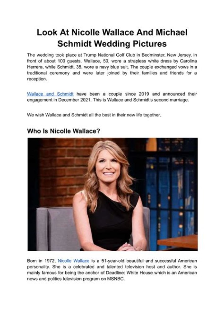 Nicolle Wallace and Michael Schmidt are Dating, Planning for Married?