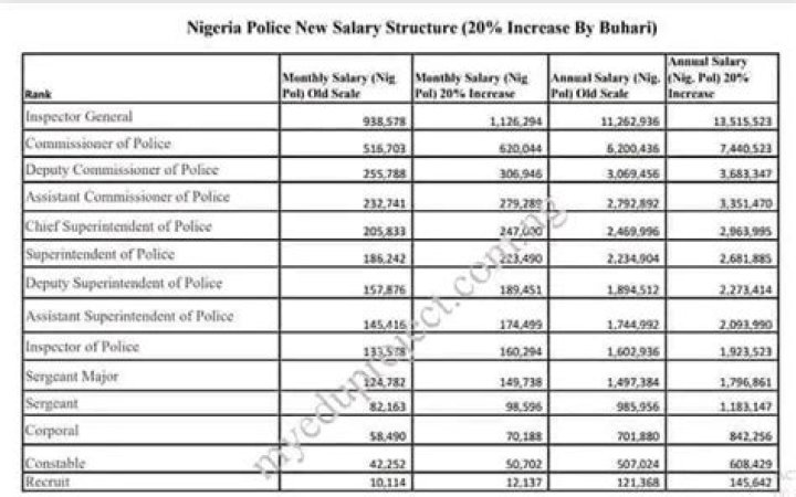 Nigeria Police Salary Scale Structure
