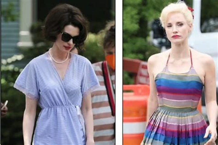 The network has footage from the filming of the film ‘Mothers’ Instinct’ with unrecognizable Anne Hathaway