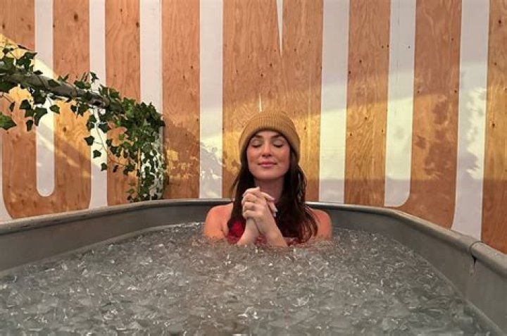 The Star in Bathing Suit Takes "Cold Plunge"