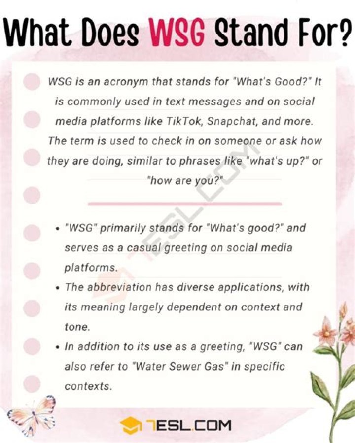 What does WSG mean? WSG Meaning, Explained