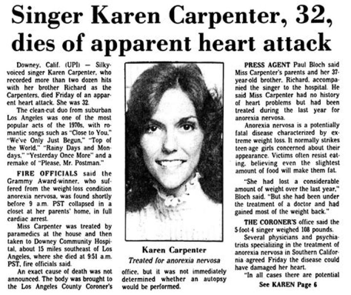 What is Karen Carpenter net worth at the time of death?