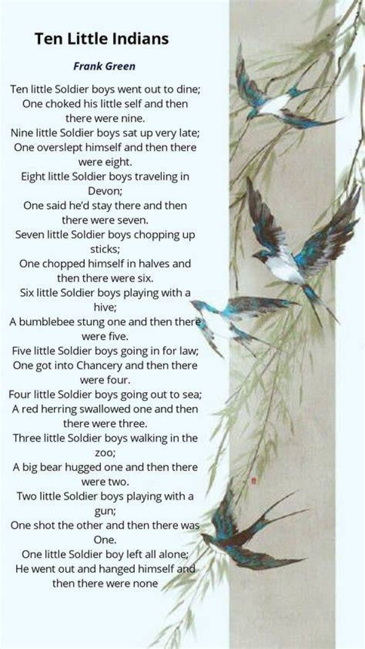 What is the poem 10 little soldiers