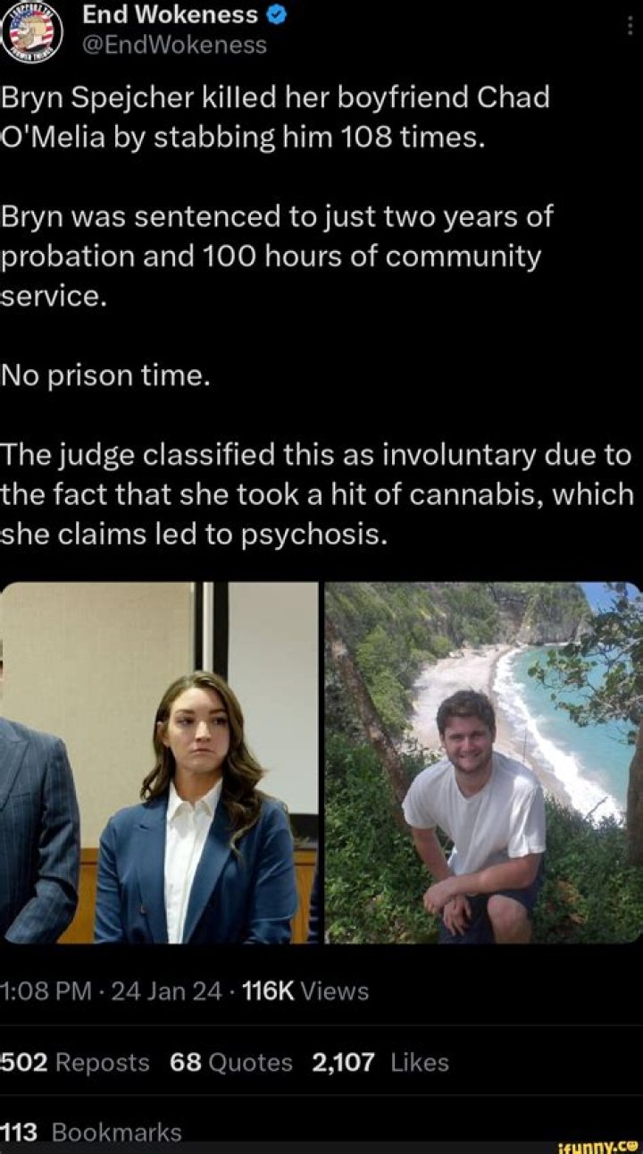 Why did Bryn Spejcher stab her date more than 100 times, and what was her sentencing?